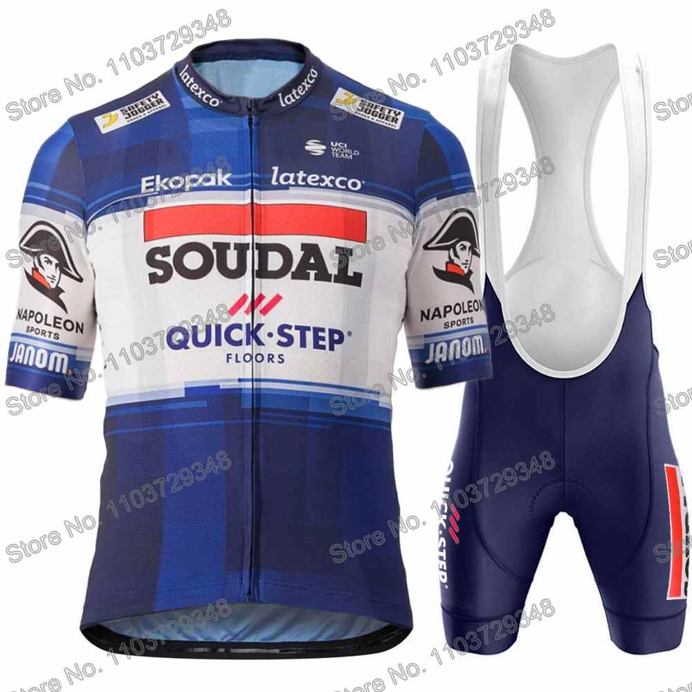 Soudal Quick Step Cycling Jersey Men's Set Summer Cycling Clothing Road Race Bike Shirt Suit MTB Women Bicycle Bib Shorts