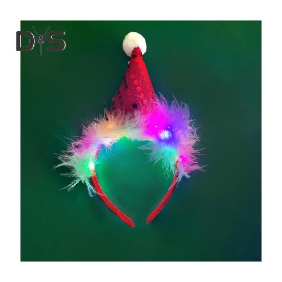 Women Girl Hair Hoop LED Christmas Reindeer Santa Claus Decor Headband Cartoon Style Cosplay Headband Photography Props