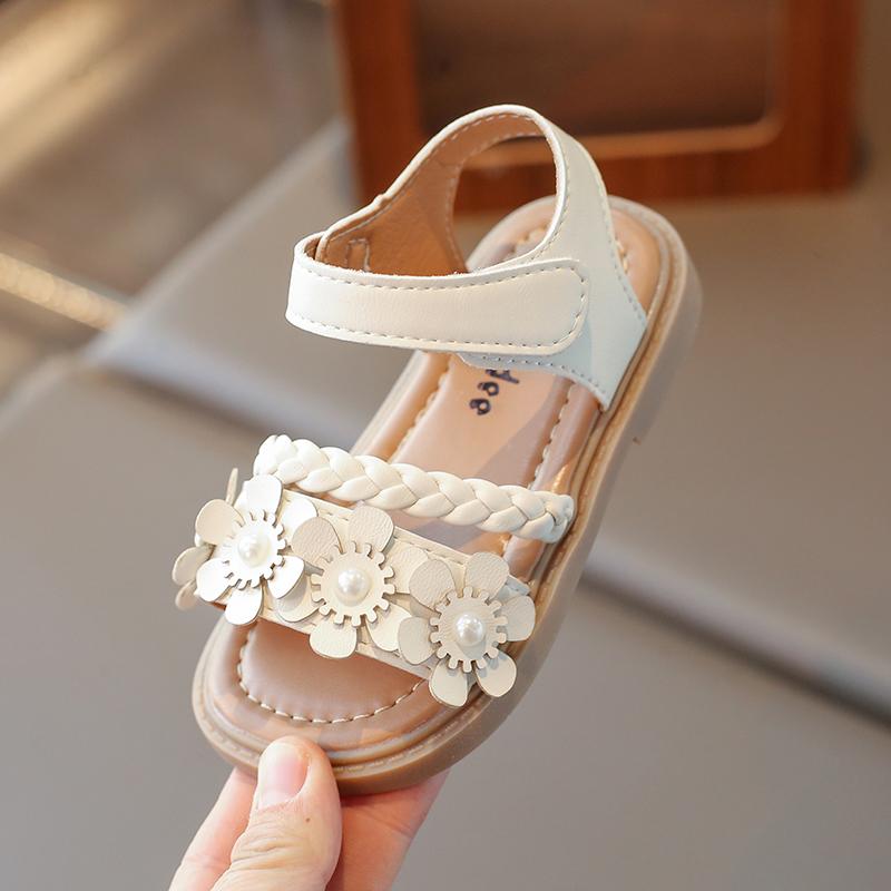 High Quality Girls Sandals Flower Sweet Soft Children's Beach Shoes Kids Cute Summer Floral Sandals Princess Fashion 22-31