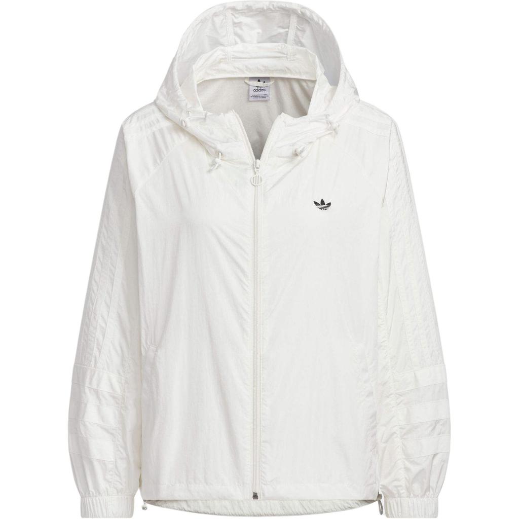 Adidas Originals Fat Adjustable Hood Lightweight Durable Zipper Raglan Sleeve Jacket Women Jacket White JD6381