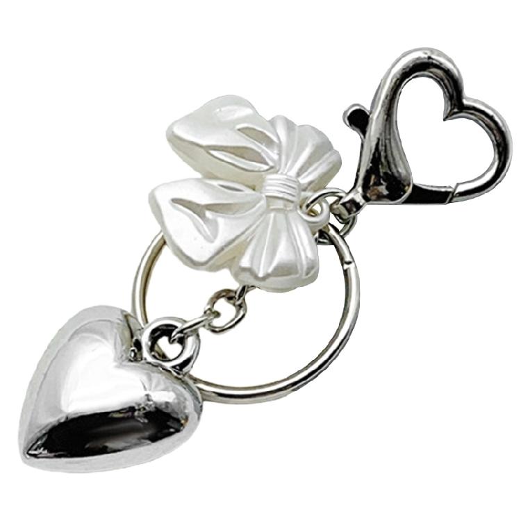 Lovely Heart with Bowknot Keychain Unique Heart and Bowknot Keyring Stylish Bowknot Ornament for Bag Purse and Key 1