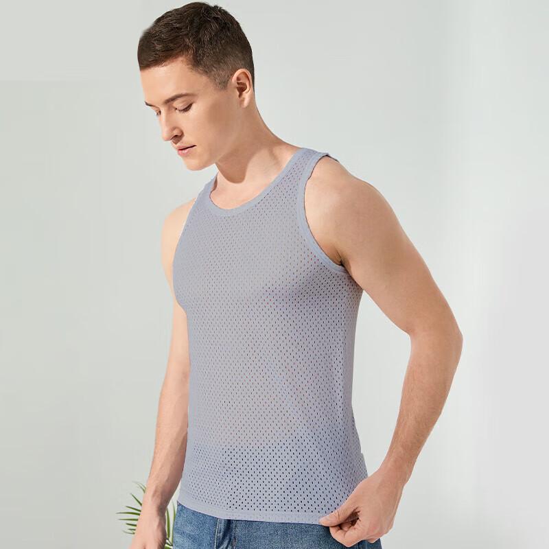 Herren Eisseide Netz Nahtloser Sport-Tanktop