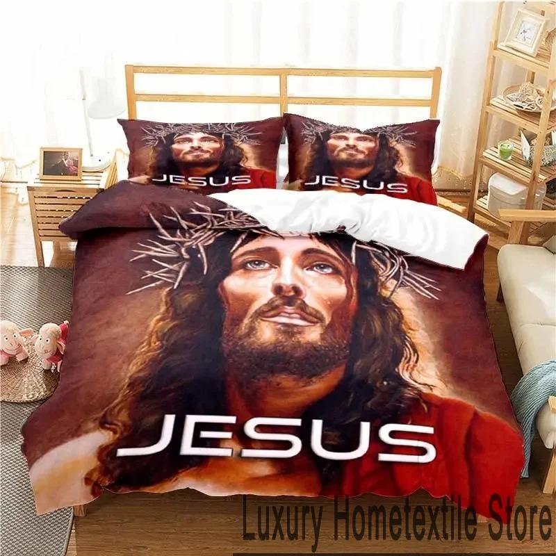 Set de lenjerie de pat Inima Sacră a lui Isus Hristos Imprimare 3D Dublu Twin King Husă de plapapă Plapapă Față de pernă Băieți Fete Adulți Dormitor