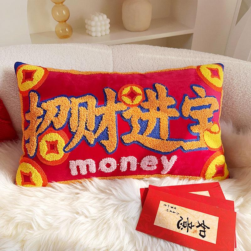Embroidery Velvet Cushion Cover Luxury European Pillow Cover Gold PillowCase Geometry Home Decorative Sofa Throw Pillow