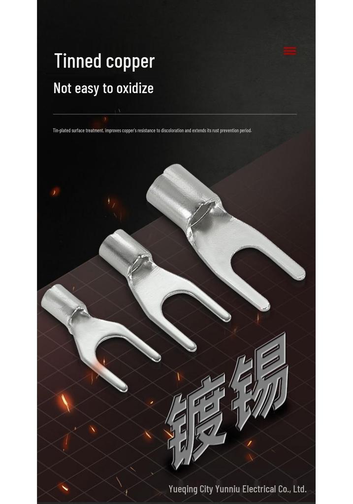 Cold-pressed U-shaped Copper Terminal Connector SNB Fork-type Wire Terminal Lug with Free Invoice