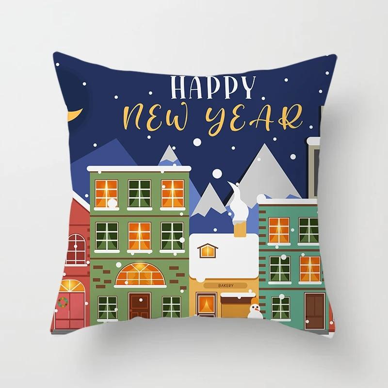 New Year and Christmas Decorative Pillowcases Home Living Room Sofa Cushion Covers Bedroom Room Decorative Pillowcases