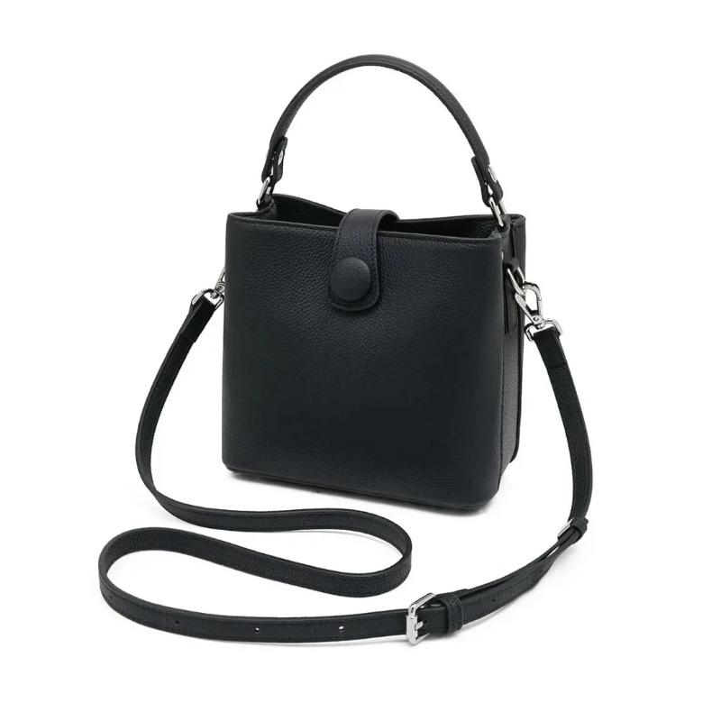 First Layer Cowhide Women Handbag Crossbody Bag 2026 New Bucket Bag Genuine Leather Luxury Design Shoulder Bag Small Handbag