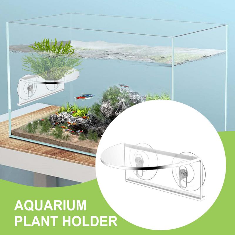 Aquarium Plant Holder Suction Acrylic Ledge Aquatic Grass Shelves Compact Transparent Aquarium Plants Rack For Fish Tank Window