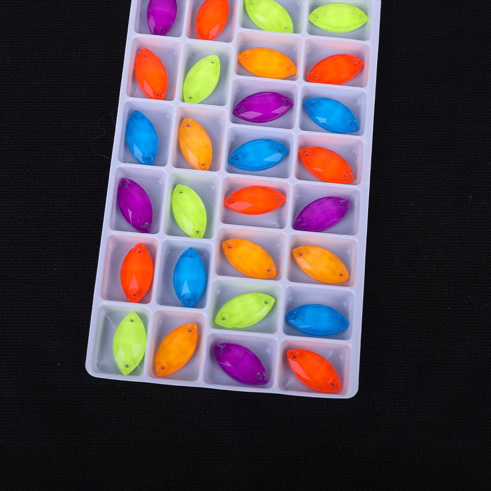 Neon Fluorescent Horse Eye Hand Sewn Drill, Glass Rhinestone Flat Buckle Diy Accessories Clothing Wedding Materials Accessories