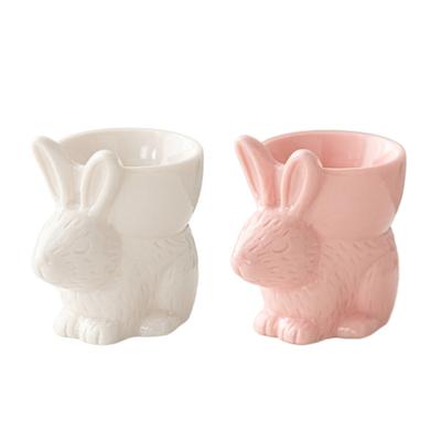 Coppa Portauovo di Pasqua con Coniglietto in Porcellana Bianca Portacolazione in Ceramica per Vacanze e Uso Quotidiano Decorazione Tavola da Pranzo