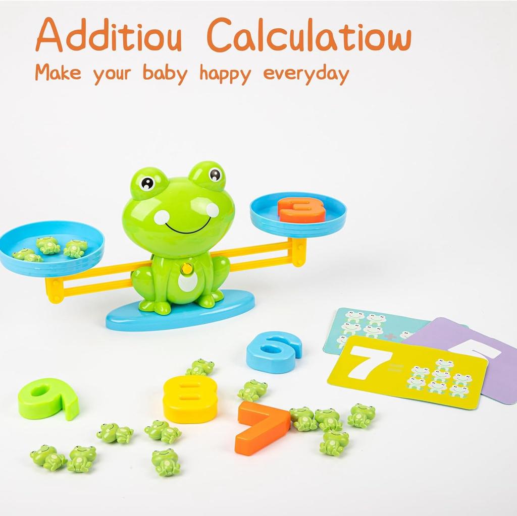 Kids Frog Balance Scale Cute Cartoon Enhance Cognitive Ability Math Counting Toy Interactive Frog
