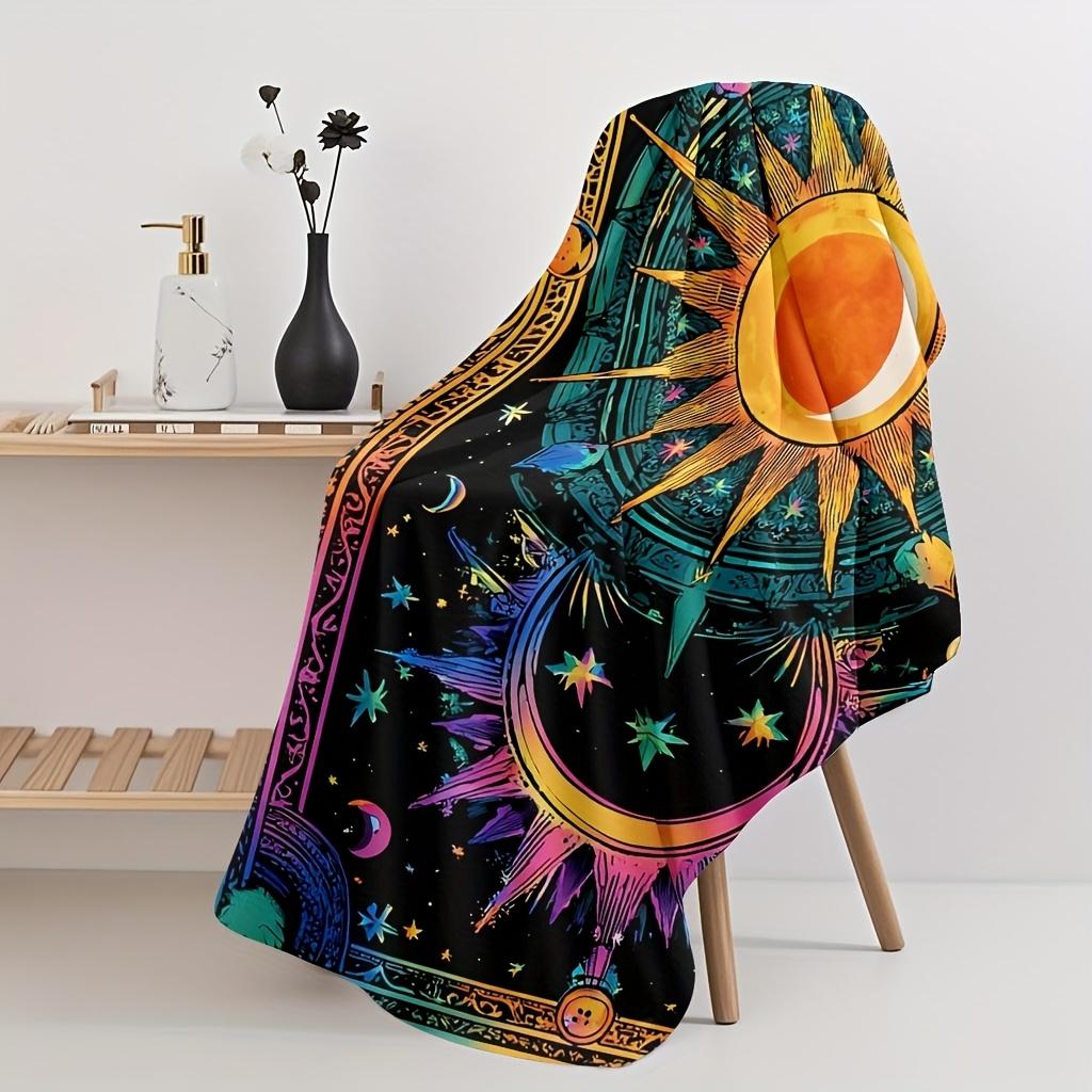 1pc Bohemian Sun, Moon & Starry Night Beach Towel - Ultra-Soft Microfiber Quick-Dry Large Rectangular Bath Towel with Vibrant