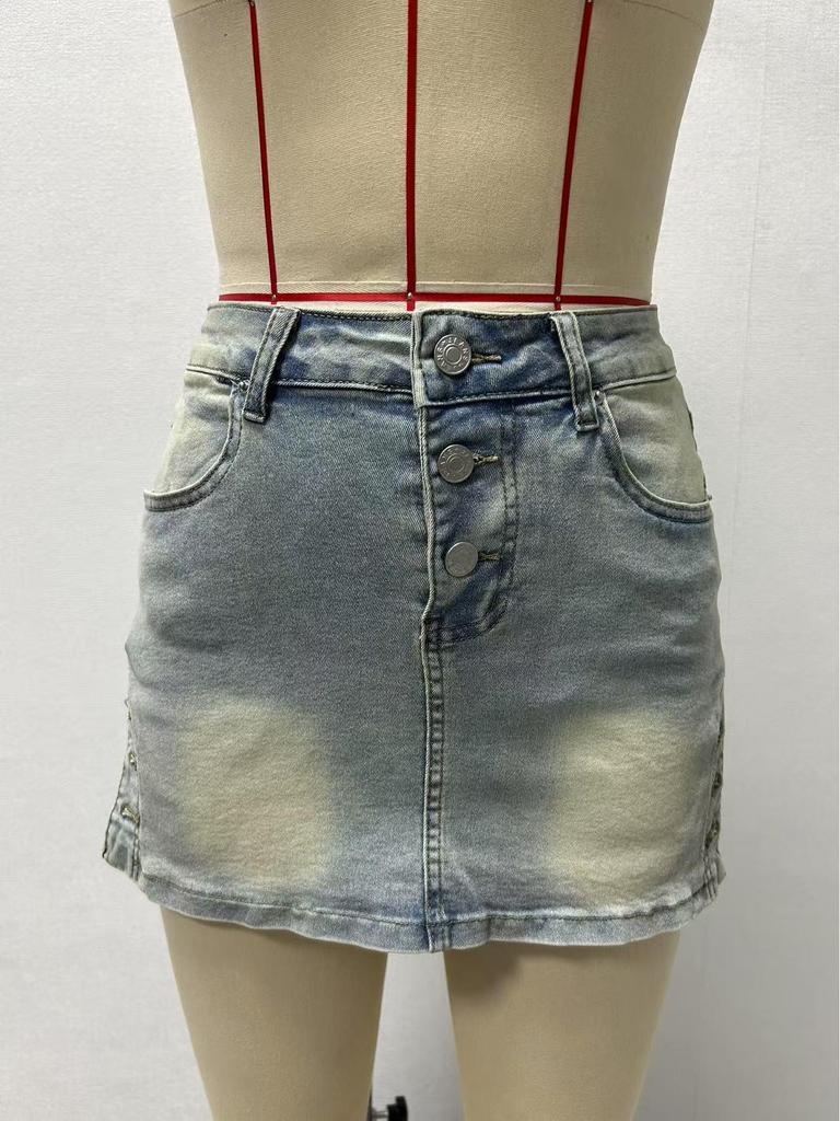 2025 Sexy Retro Denim Mini Skirt: Loose, Slimming, Stylish Women's Fashion