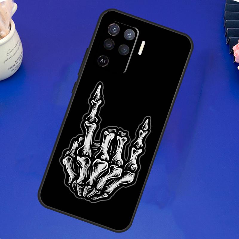 Skeleton Middle Finger Case For OPPO A17 A57 A77 A78 A15 A16 A52 A72 A76 A96 A74 A94 A5 A9 A31 A93 A54S A53S A57S
