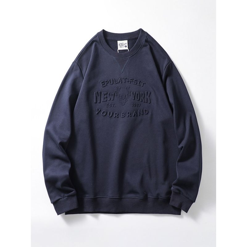Retro Three-Dimensional Relief Spring and Autumn Export Print Sweater