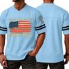 Men's Casual V Neck Short Sleeve Sports T Shirt with Flag and Independence Day Print Suitable for Daily Wear and Outdoor Activities