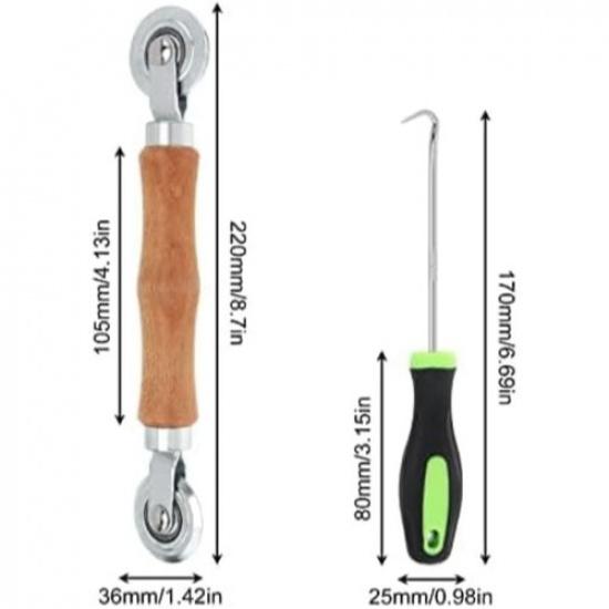Screen Repair Kit, Roller Tool with Bearing Spline Roller Wooden Handle and P