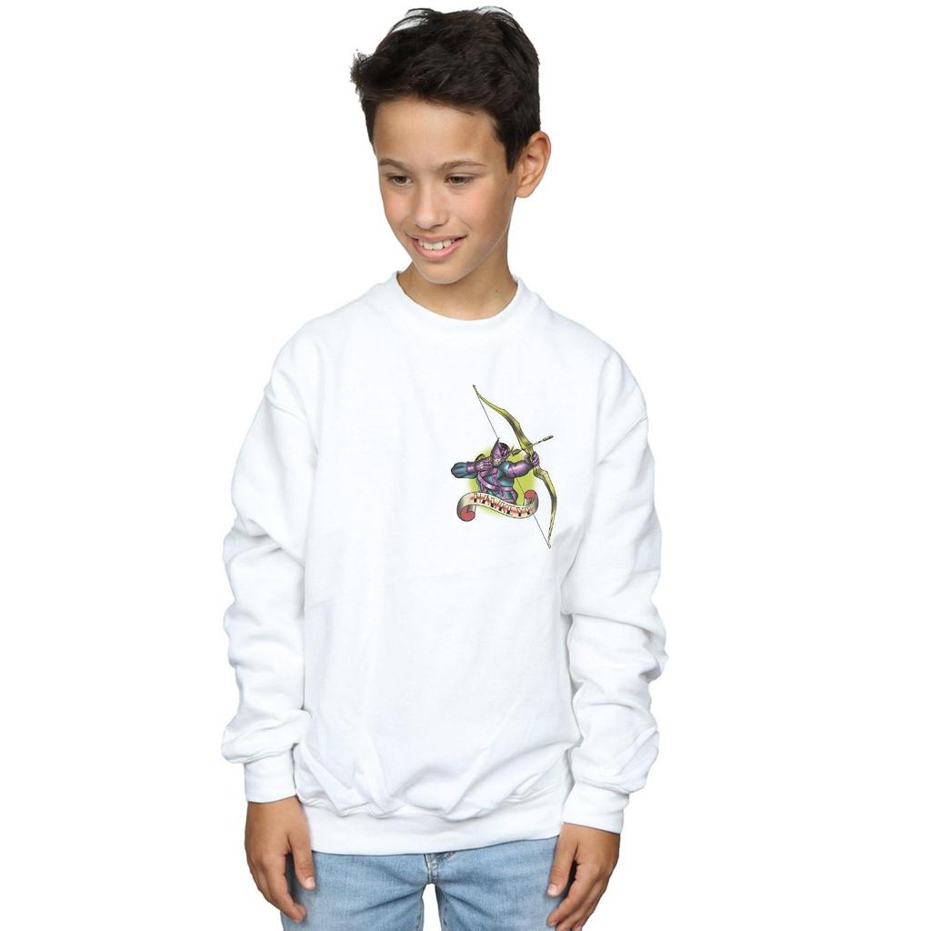 Marvel Boys Hawkeye Tattoo Breast Print Sweatshirt