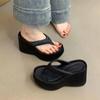 Slope Heel Thick-soled Slippers Women's 2025 Summer Comfortable Casual Fashion Outer Wear Sandals Muffin Fish Mouth Open Toe Heightening Style
