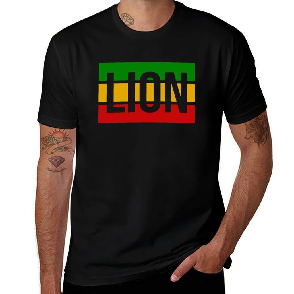 Rasta Lion Flag In Reggae Colors T-Shirt Cotton T Shirts High Quality Cotton T Shirts Man 100% T-Shirt