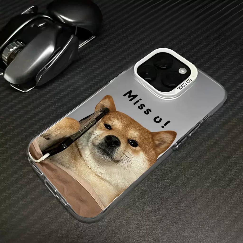 Funny Shiba Inu Meme Phone Case for iPhone, Cute Dog Call Pattern Protective Cover
