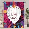 2 Stück - Ich liebe dich bedruckte Vorhänge, Stangentaschenvorhänge 42*84, Schlafzimmer und Wohnzimmer, Heimdekoration, Raumdekoration