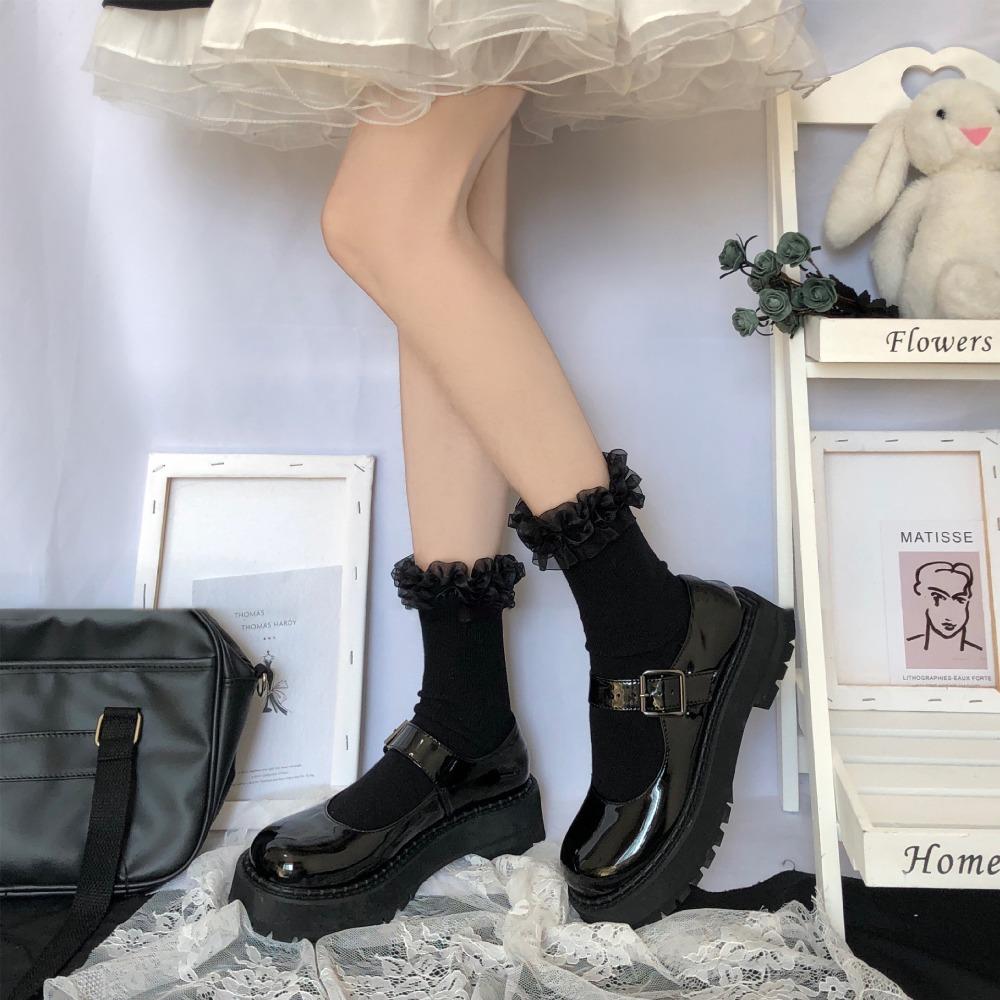 Summer Lace Socks Japanese Lolita Sweet Tube Socks Children's Black Cotton Lolita Calf Socks Tide