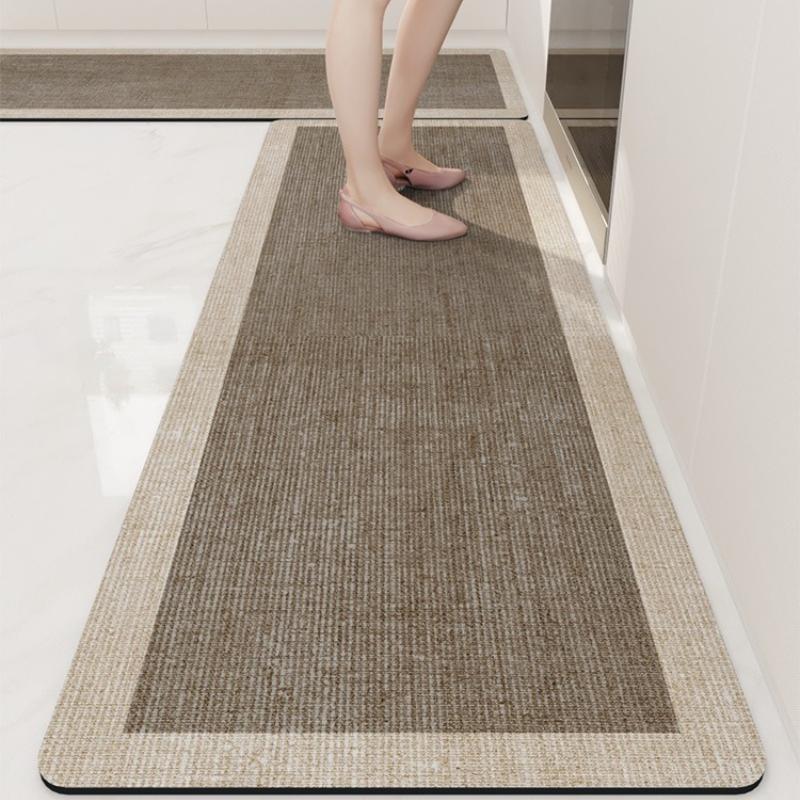 Kitchen Floor Mat Non-Slip Oil-Proof Waterproof Carpet Simplicity Solid Color Pattern Rug Long Size Home Decor Mats