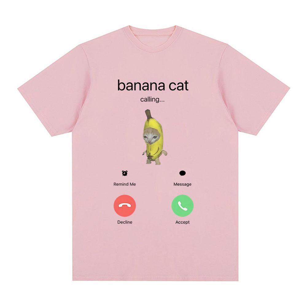 Banana Cat Meme TShirt Funny Cat Lover Gift Viral Meme Shirt Internet Culture Cute Animal Meme Summer Short Sleeves T Shirts