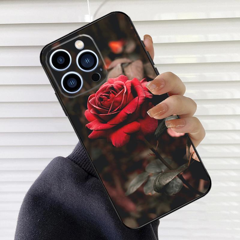 Bright Red Roses Flowers Phone Case For iPhone 16 15 14 13 11 12 17 Pro Max mini 15 16 Plus 16e 17 Air Cover Fundas