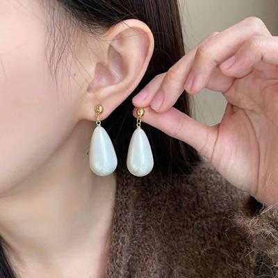 Elegante Waterdruppel Nep Parel Oorbellen: Franse Retro Hangende Sieraden voor Vrouwen
