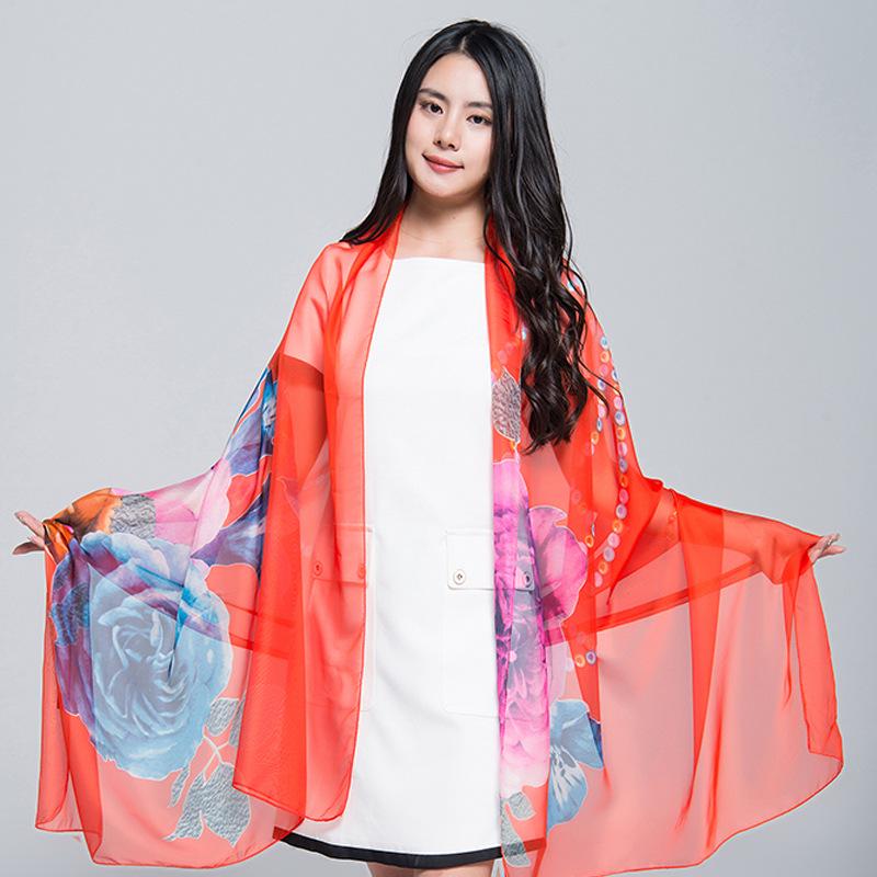 Extra Large Korean Style Chiffon Scarf - Versatile Beach Towel and Sun Protection Shawl for Women