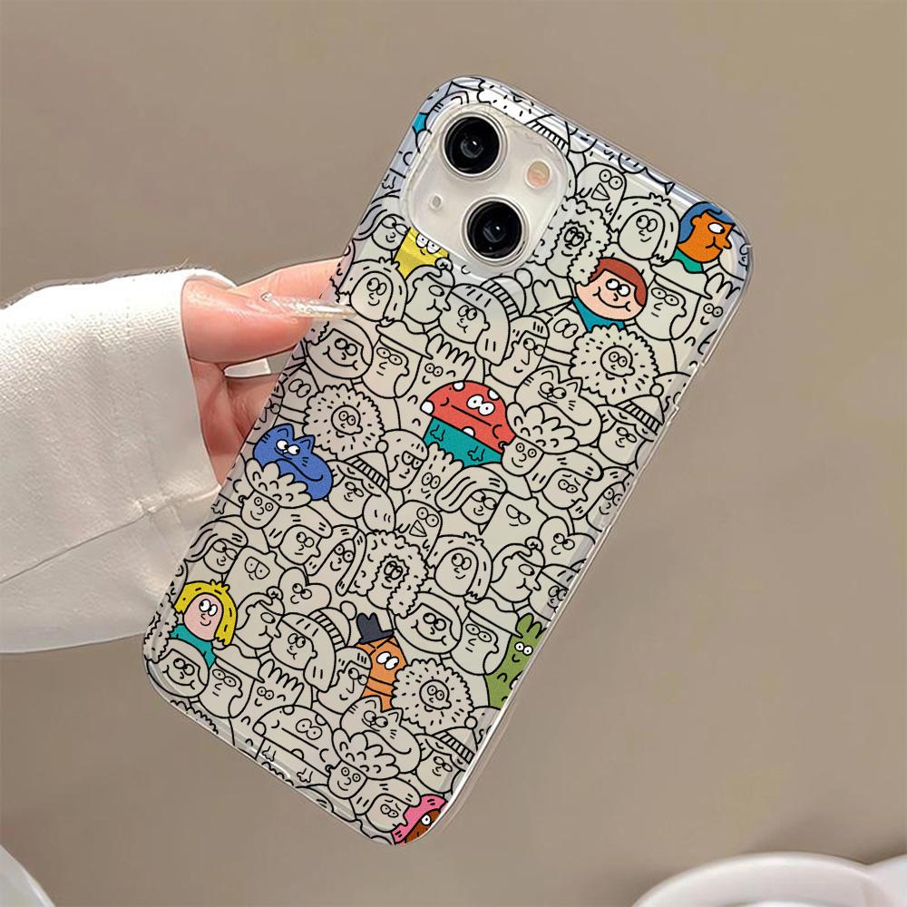 Puzdrá na mobilný telefón pre iPhone 11 13 15 Pro Max 12 14 Pro Max Puzdro iPhone 16 15 Plus 13 Pro 12 Matná textúra Maľované kreslené kvety