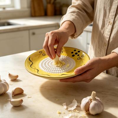 Ceramic Garlic Grater Bowl, Multifunctional Ginger Mincer Plate for Food, Spanish Tomato Roaster Dish, Kitchen Tool
