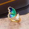 Women's Ring Adjustble With Blue Butterfly  Rings Female Romantic Birthday Elegent Gift Simple Gilr Jewelry Fashion A3M465