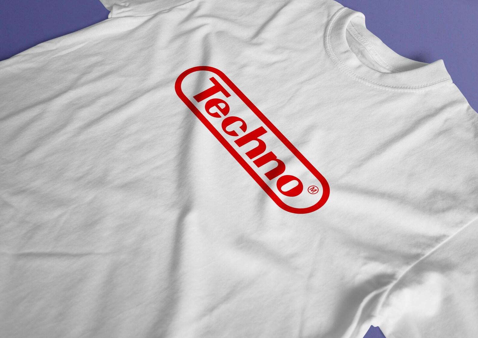 Techno Logo T-Shirt, Electronic Music Tee, Rave Festival Shirt, DJ Clubwear Top, Minimalist Techno Graphic Tee, Underground Music Gift S
