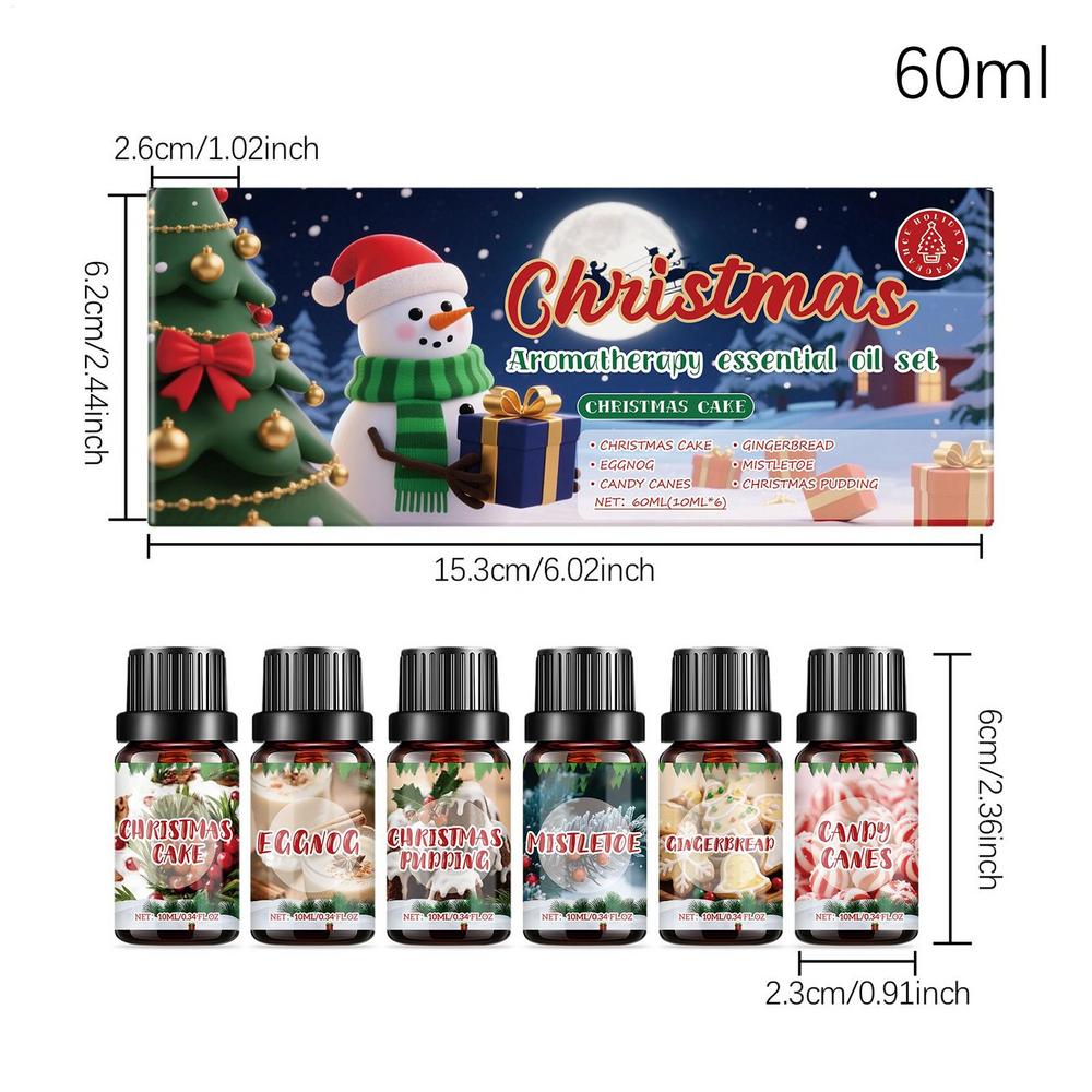 Candle Scents 6 Pieces Christmas Winter Fragrance Oils Set Long-Lasting Air Freshener for Purifier Meditation Yoga Spa Bedroom