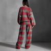 Women's Plaid Vintage Street Style Color-Block Trim Pants Set Spring Summer