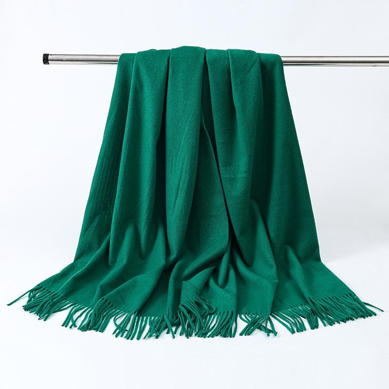 Wool Scarf Women's Winter Korean Style Thickened Warm Solid Color Scarf Shawl High End Versatile Cashmere Scarf
