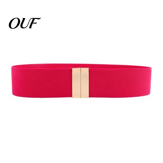 Fashion Metal Buckle Belt Wide Elastic Waist Belt, Adjustable Stretchy with Slimming Shapewear Square Buckle, Stylish Waistband for Dresses And Jeans