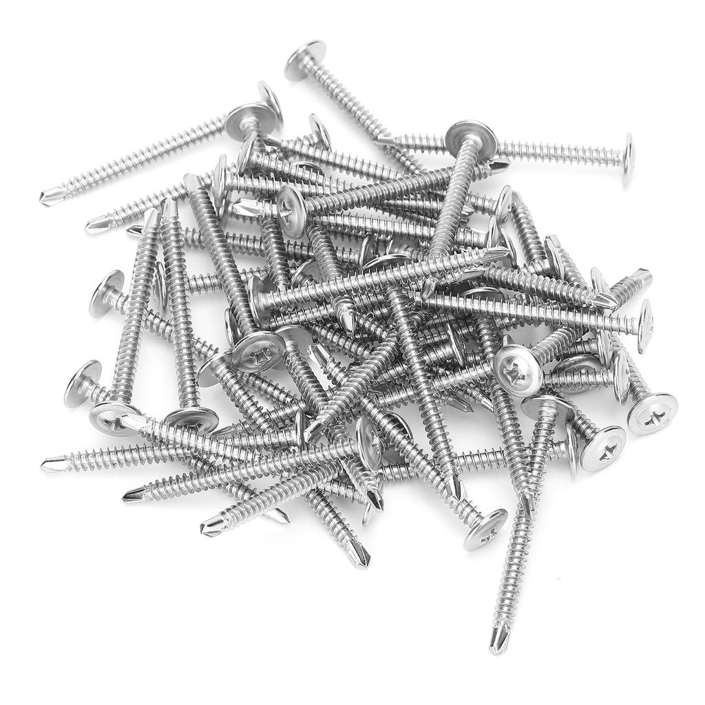 250Pcs Self Tapping Screws 410 Stainless Steel M4.2x50mm Crossed Screw AntiRust Corrosion Resistant