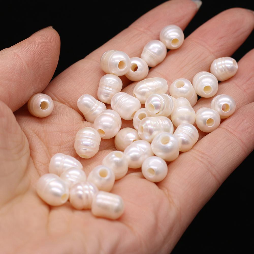 20 db Fehér Természetes Gyöngy Nagy Lyukkal, Luxus Elegáns Rizs Alakú Laza Gyöngyök DIY Nyaklánc Karkötő Bokalánc Fülbevaló Kiegészítőkhez, Ékszerkészítés