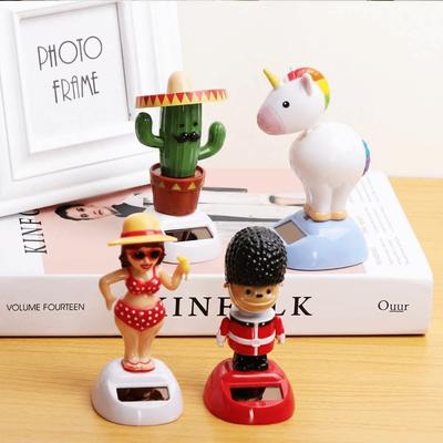 Cartoon Home Ornament Car Decoration Flip Flaps Toy Solar Powered Shaking Moving Swing Dancing