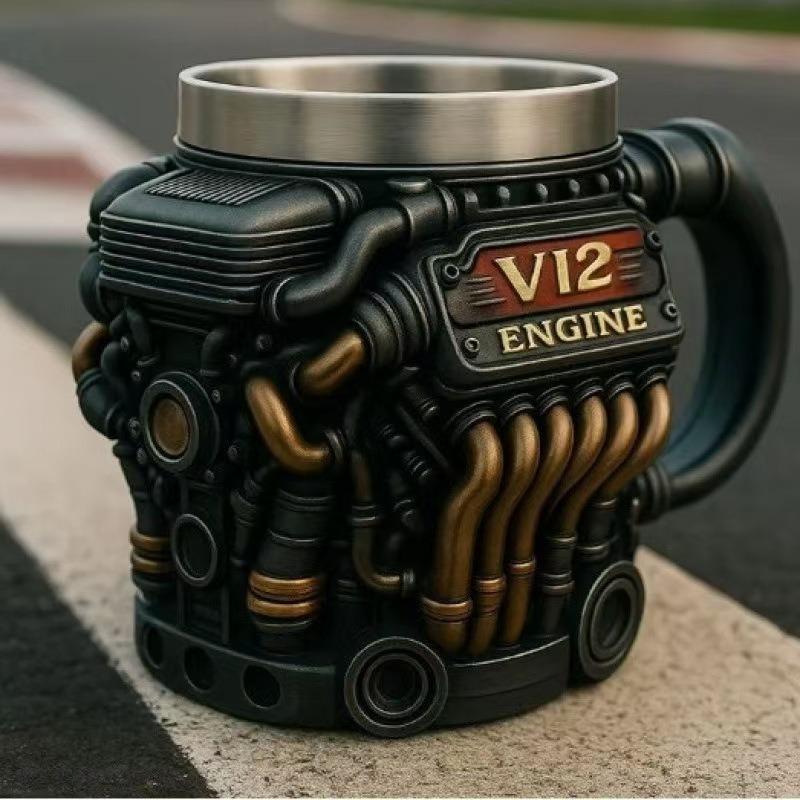 Engine V Cup V Creative Mug Resin Crafts High-end Niche Mechanical Engine Ornament