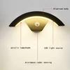 Waterproof Outdoor Curved LED Wall Light Moon-Shaped With Motion Sensor PIR Motion Sensor Lamp Entrance Lighting