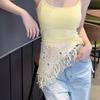 2025 Summer Bohemian Retro Hollow Embroidery Knitted Waist Scarf Fashion Tassel Triangle Scarf For Women