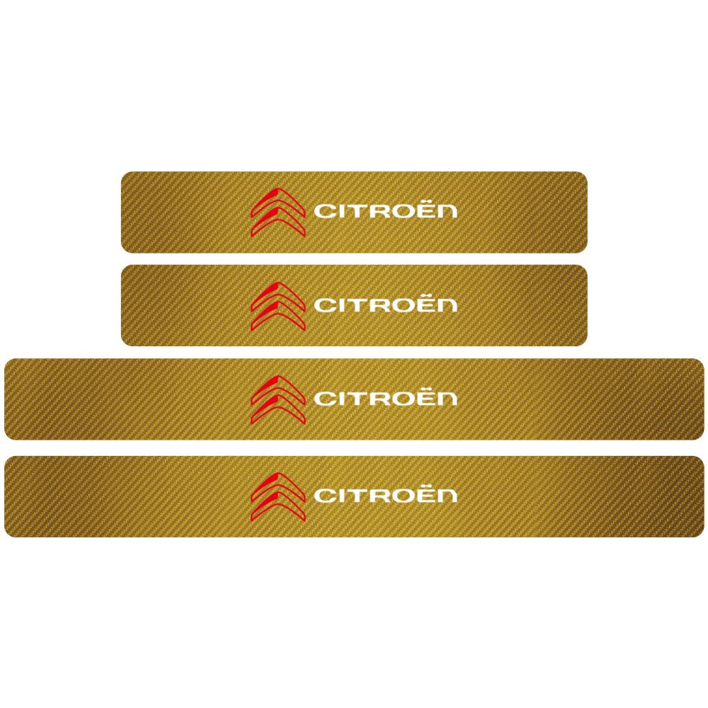 4Pcs Car Door Sill Protection Sticker Anti-scratch Carbon Fiber Door Sill Sticker For Citroen C1 C2 C3 C4 C4L VTS C-ELYSEE C3-XR