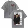 King of Pop Michael Jackson Bad World Tour T Shirts  Women Casual Loose Oversized T-shirts Hip Hop 90s Vintage Washed T-shirt