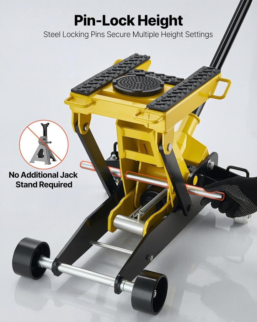 Low Profile Floor Jack, 2 Ton Capacity, Steel Racing Floor Jack with Single Piston Quick Lift Pump & Wheels, Hydraulic Trolley Car Lift for Cars,
