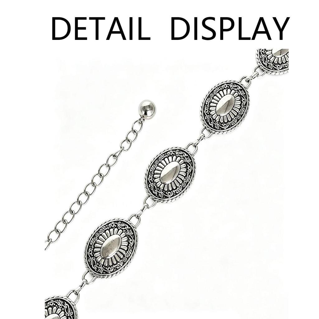 Vintage Alloy Carved Metal Waist Chain - Western Ethnic Style Accessory for Women's Dresses